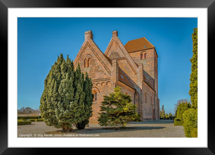 Medieval danish brick church  Framed Mounted Print by Stig Alenäs