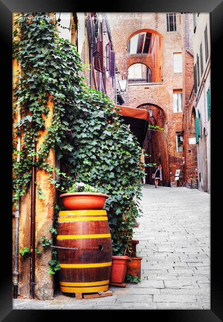 Siena Street Italy Framed Print by Diana Mower