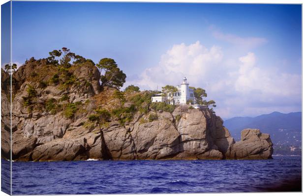 Italy - Lighthouse of Portofino from the sea Canvas Print by Luisa Vallon Fumi