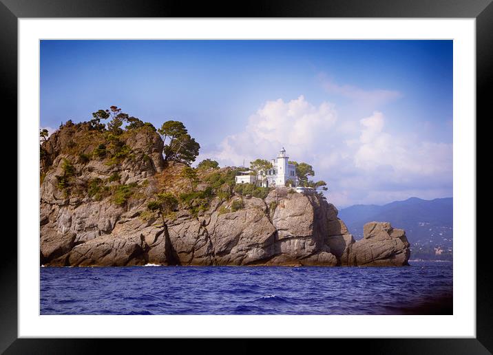 Italy - Lighthouse of Portofino from the sea Framed Mounted Print by Luisa Vallon Fumi