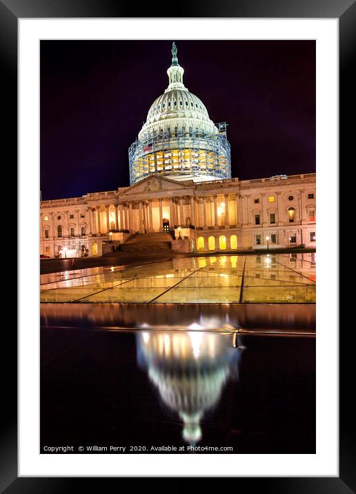 US Capitol Night Stars Washington DC Framed Mounted Print by William Perry