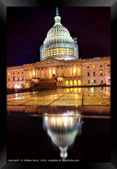 US Capitol Night Stars Washington DC Framed Print by William Perry