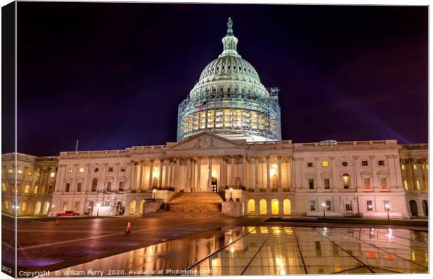 US Capitol Construction Night Stars Washington DC Canvas Print by William Perry