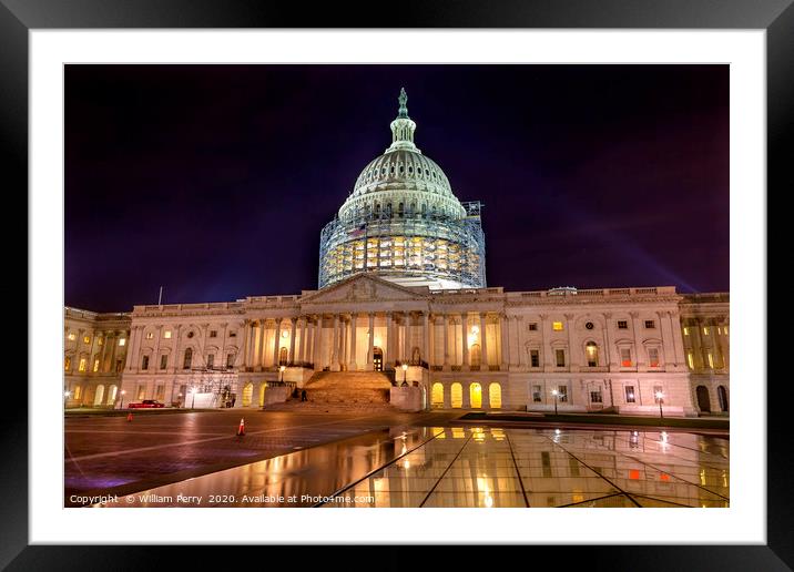 US Capitol Construction Night Stars Washington DC Framed Mounted Print by William Perry