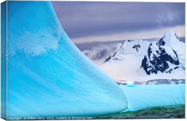 Floating Blue Iceberg Glaciers Antarctica Canvas Print by William Perry