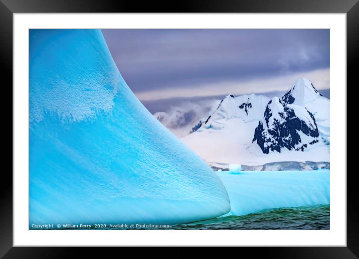 Floating Blue Iceberg Glaciers Antarctica Framed Mounted Print by William Perry