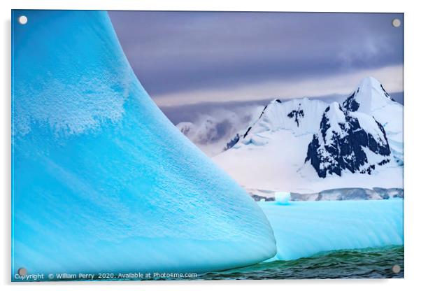 Floating Blue Iceberg Glaciers Antarctica Acrylic by William Perry