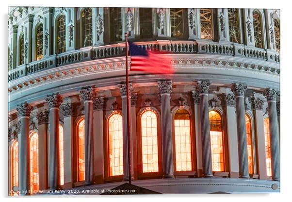 US Capitol Dome Flag Washington DC  Acrylic by William Perry