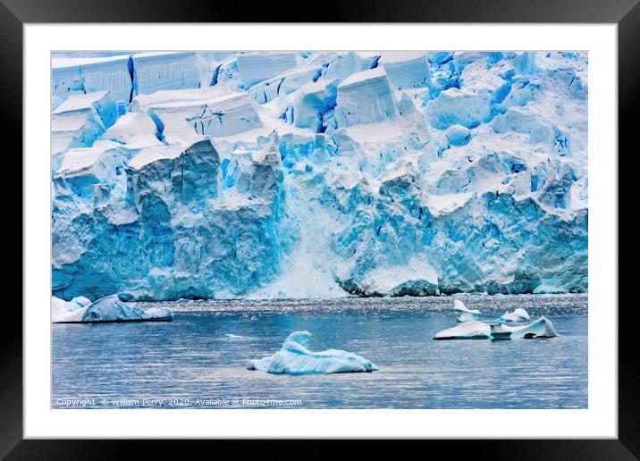 Icebergs Snow Glaciers Charlotte Bay Antarctica Framed Mounted Print by William Perry