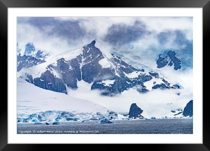 Mountains Glaciers Charlotte Bay Antarctica Framed Mounted Print by William Perry