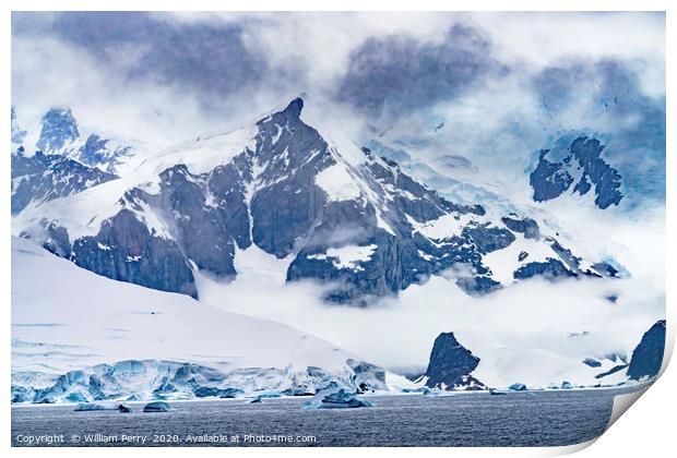 Mountains Glaciers Charlotte Bay Antarctica Print by William Perry