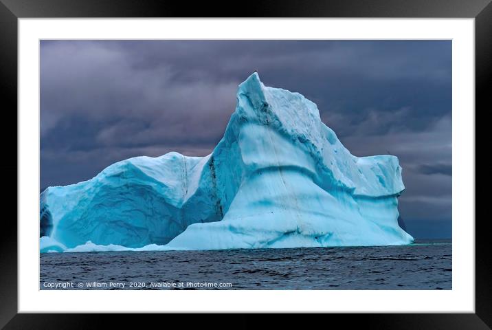 Floating Blue Iceberg Antarctica Framed Mounted Print by William Perry