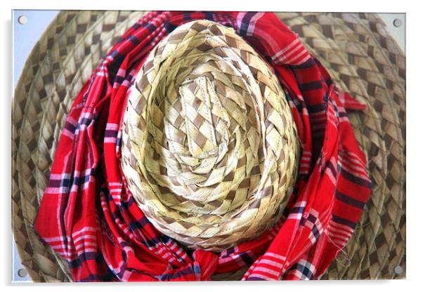 Caribbean straw hat. Acrylic by Dr.Oscar williams: PHD