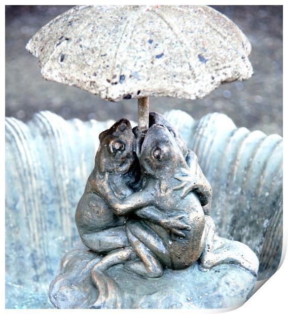Frog stature water fountain. Print by Dr.Oscar williams: PHD