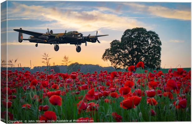 Lancaster Bomber coming home! Canvas Print by John Stoves