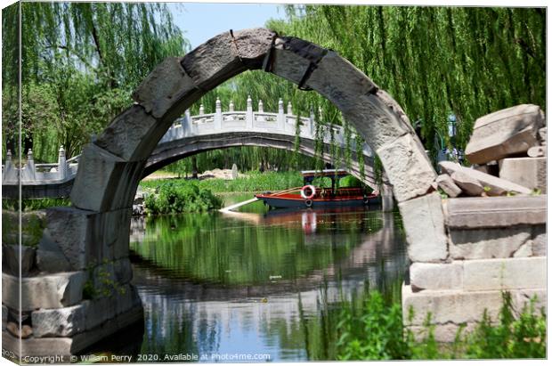 Canqiao Bridge Old Summer Palace Willows Beijing C Canvas Print by William Perry