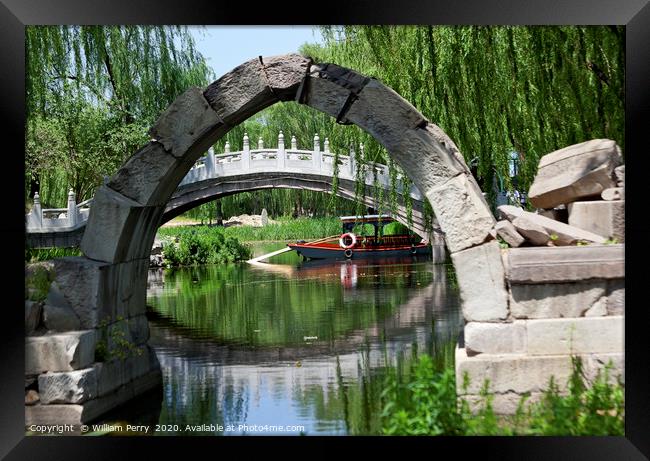 Canqiao Bridge Old Summer Palace Willows Beijing C Framed Print by William Perry
