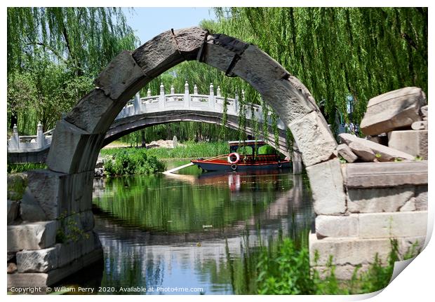 Canqiao Bridge Old Summer Palace Willows Beijing C Print by William Perry