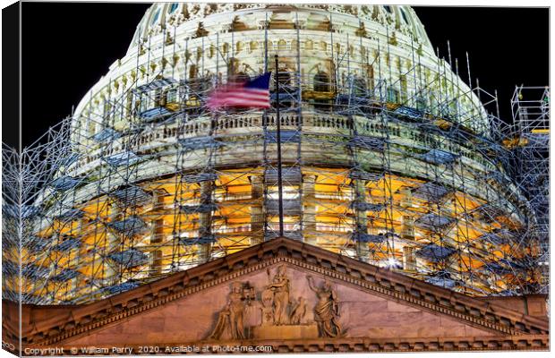 US Capitol Construction Night Washington DC Canvas Print by William Perry