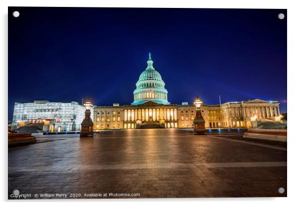 US Capitol Night Stars Washington DC  Acrylic by William Perry