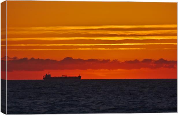 Sandown Sunrise Ship Silhouette Canvas Print by Jeremy Hayden