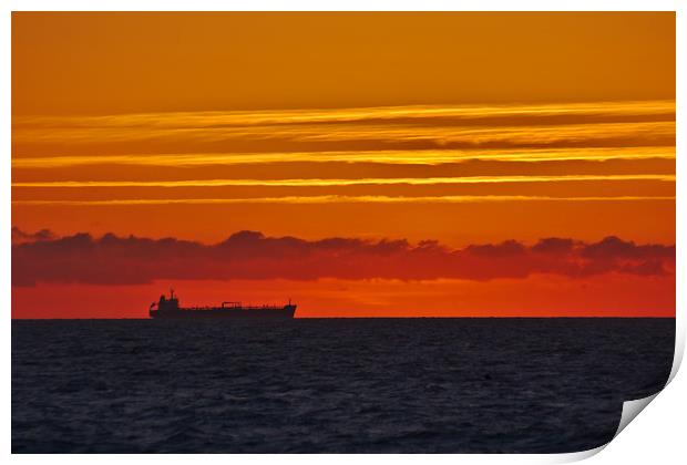 Sandown Sunrise Ship Silhouette Print by Jeremy Hayden