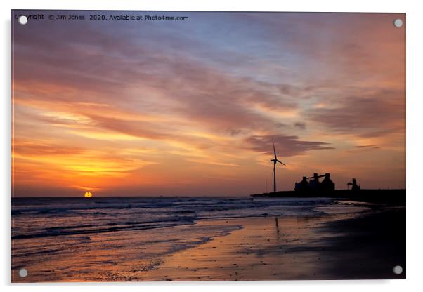 January Sunrise on a Northumbrian beach Acrylic by Jim Jones