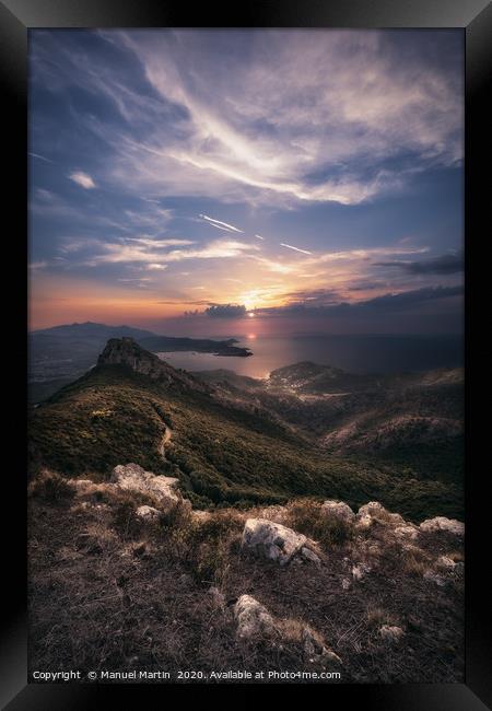 The view over Volterraio and Portoferraio Framed Print by Manuel Martin