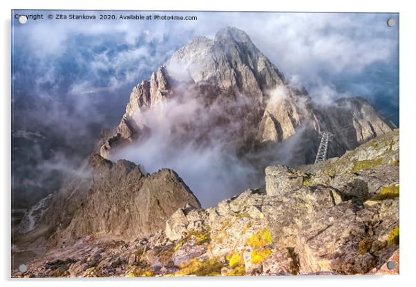 Tatra mountains with clouds Acrylic by Zita Stanko