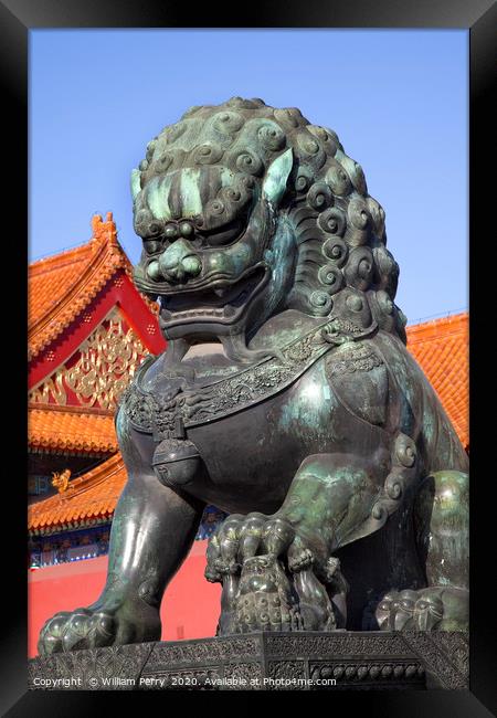 Dragon Statue Gugong Forbidden City Beijing China Framed Print by William Perry