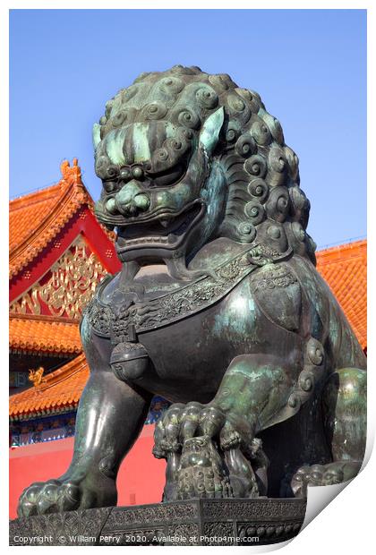 Dragon Statue Gugong Forbidden City Beijing China Print by William Perry