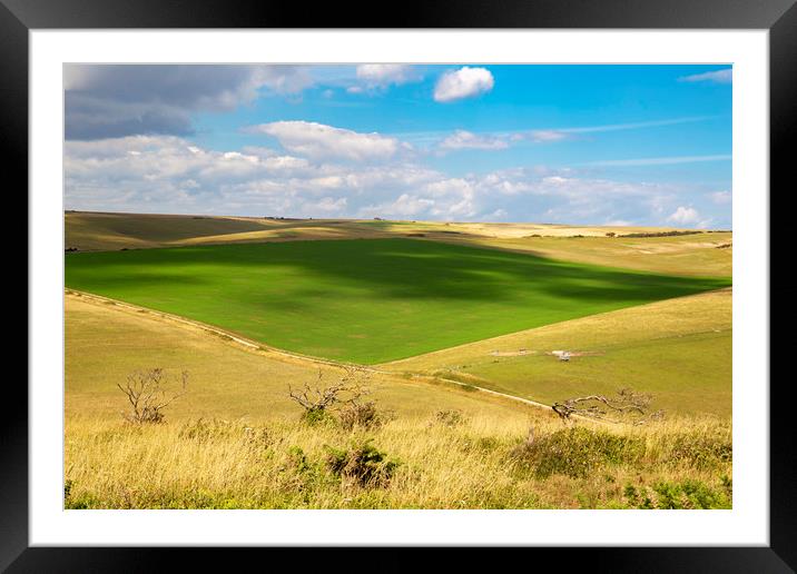 South Downs rolling fields Framed Mounted Print by Steve Mantell