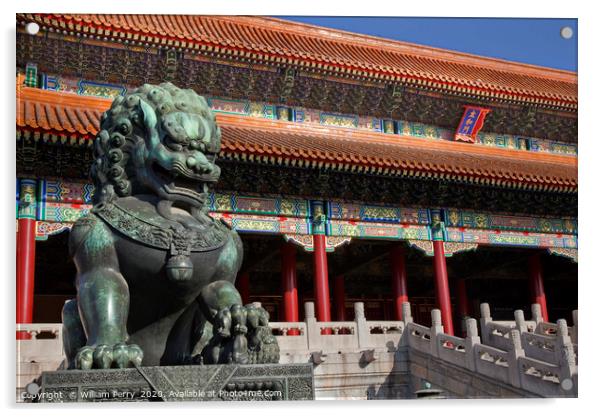 Bronze Statue Gate Gugong Forbidden City Beijing C Acrylic by William Perry