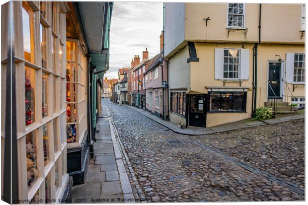 A view down Elm Hill, Norwich Canvas Print by Chris Yaxley