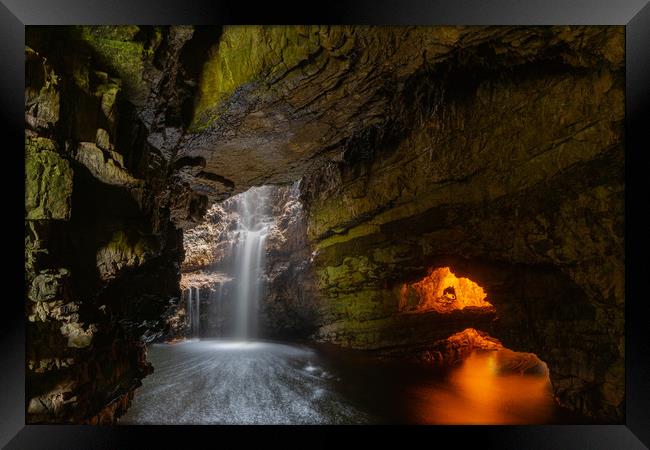 Enchanted Waterfall in Smoo Cave Framed Print by Stuart Jack