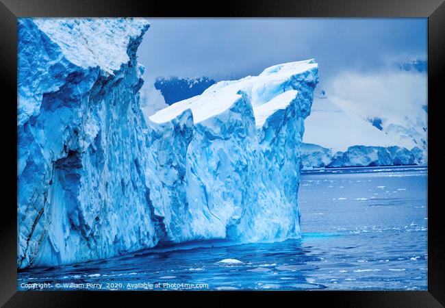 Iceberg Blue Glaciers Dorian Bay Antarctica Framed Print by William Perry