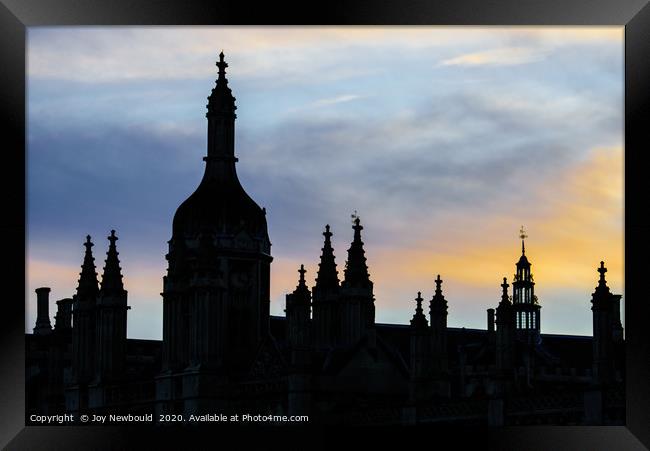 Cambridge Rooftops Silhouette Framed Print by Joy Newbould