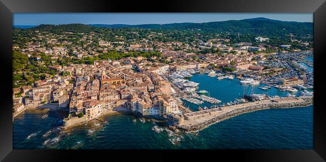 Saint Tropez in France located at the Mediterrania Framed Print by Erik Lattwein