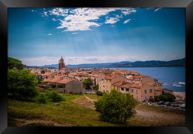 View over Saint Tropez in France located at the Me Framed Print by Erik Lattwein