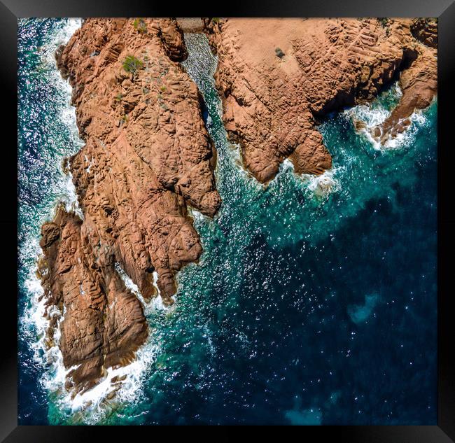 Amazing aerial view over Cap Roux in France at the Framed Print by Erik Lattwein