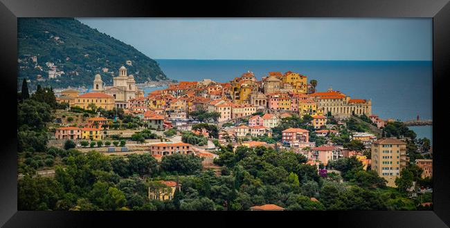 The colorful city of Imperia in Italy Framed Print by Erik Lattwein