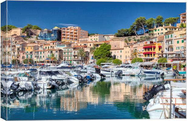 Harbour Reflections Port de Soller Canvas Print by Dave Williams