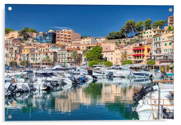 Harbour Reflections Port de Soller Acrylic by Dave Williams
