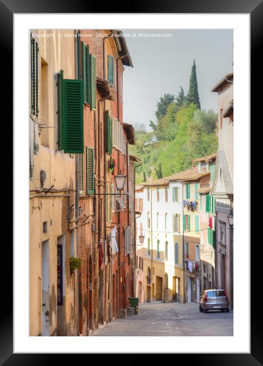 Siena Back Street Italy Framed Mounted Print by Diana Mower