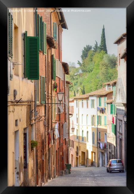 Siena Back Street Italy Framed Print by Diana Mower
