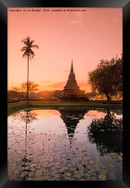 ASIA THAILAND SUKHOTHAI TEMPLE STUPA Framed Print by urs flueeler