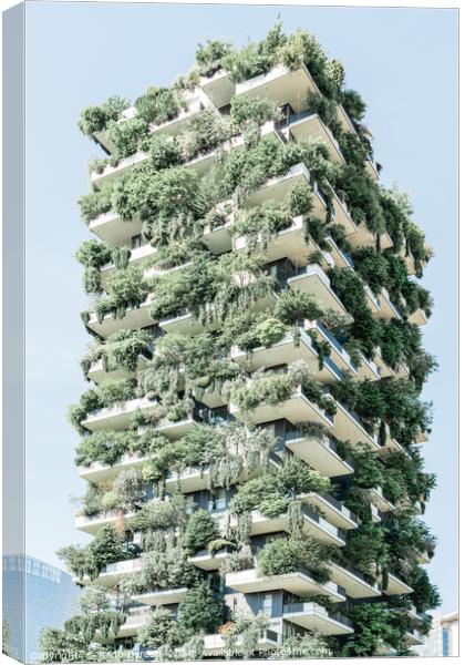 Bosco Verticale in Milan, Vertical Forest Concept Canvas Print by Radu Bercan