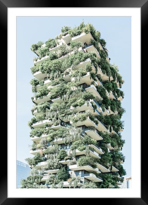 Bosco Verticale in Milan, Vertical Forest Concept Framed Mounted Print by Radu Bercan