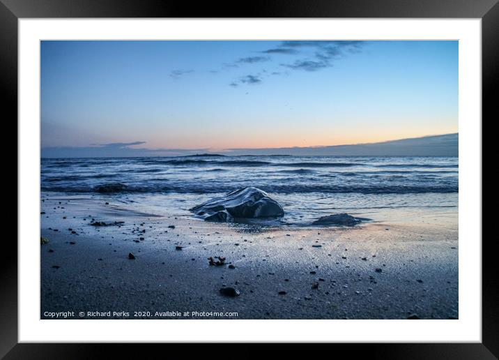 Sea Blue on Beadnell Beach Framed Mounted Print by Richard Perks