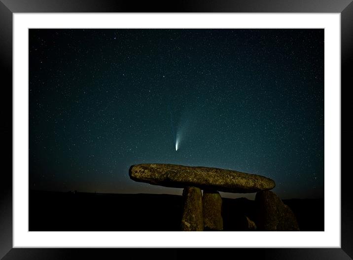 Comet Neowise over Lanyon Quoit in Cornwall Framed Mounted Print by Paul Cooper